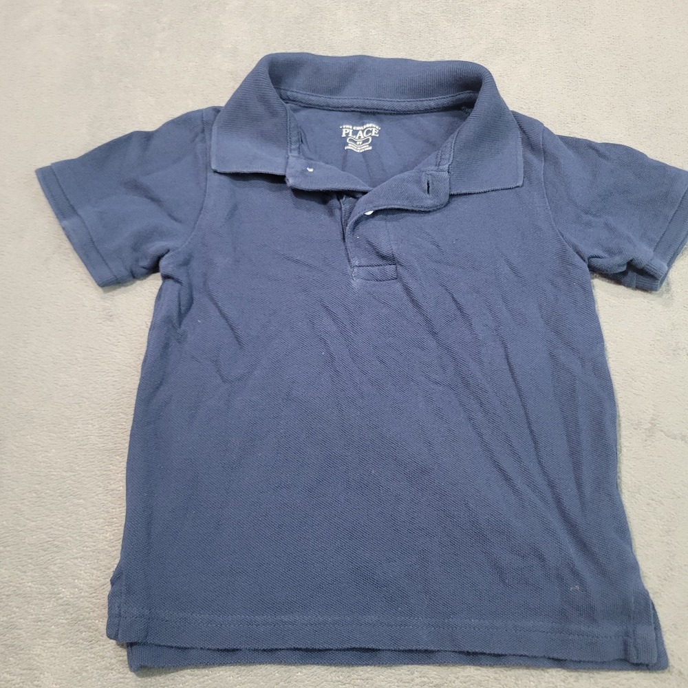 The Children's Place Polo Shirt Boys 3 Navy Blue Pique Cotton Short Sleeve Basic